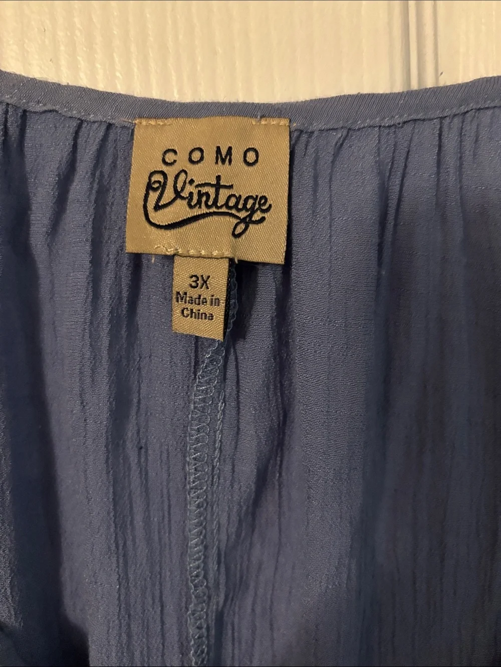 Como Vintage Dusty Blue Eyelet Puff-Sleeve Tunic